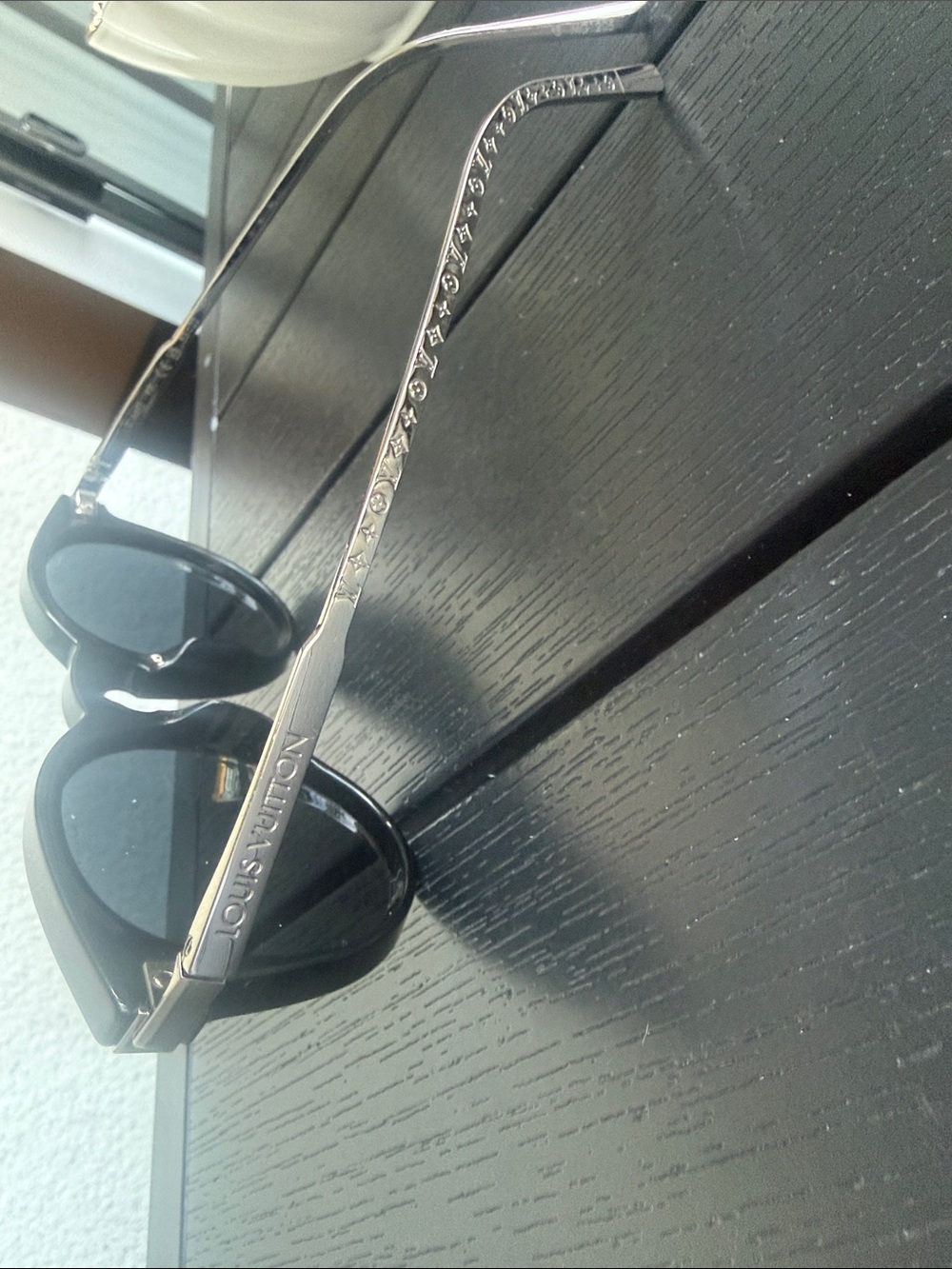 Louis Vuitton Black Sunglasses with Silver-Stamped Temples